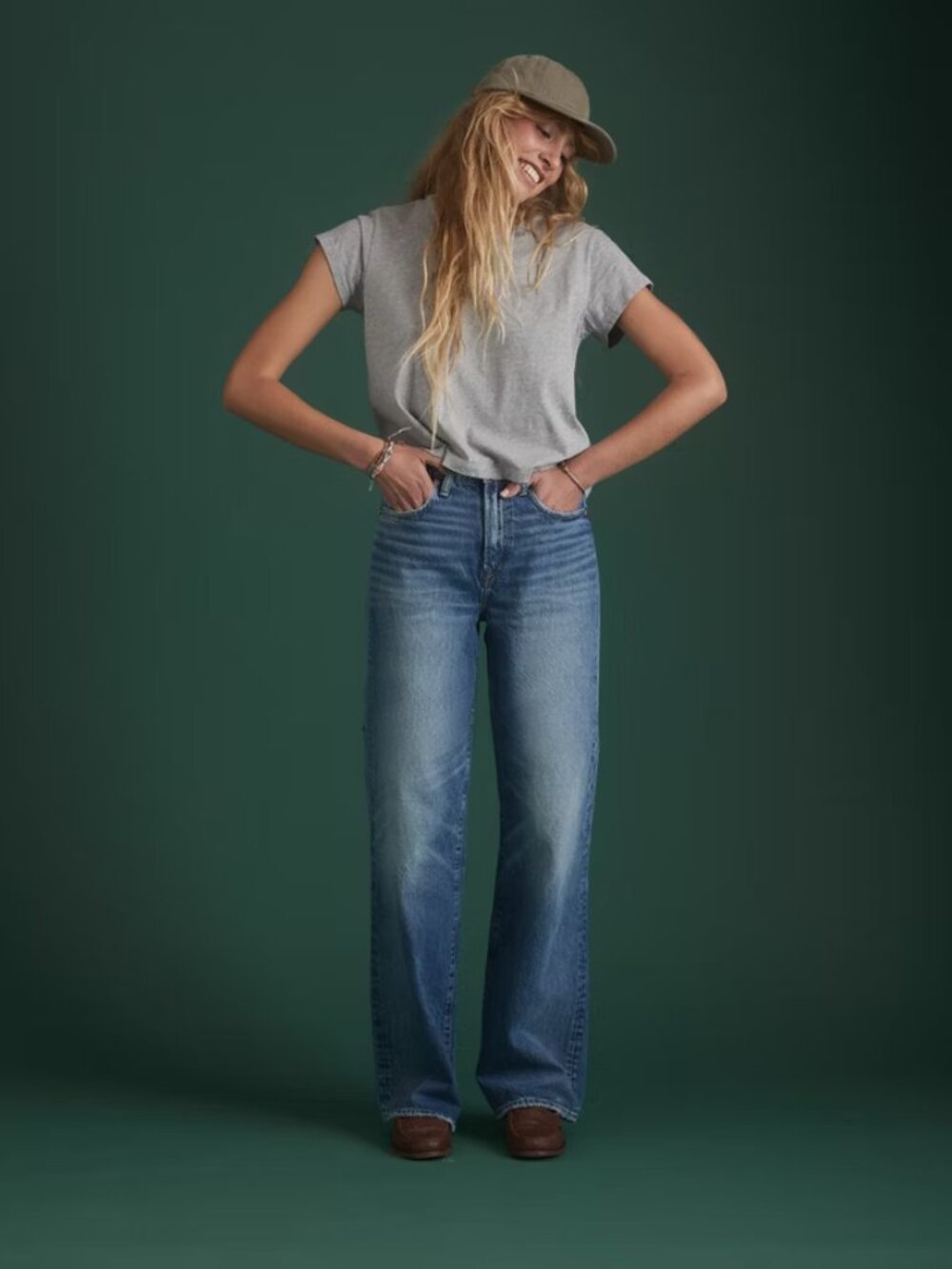 AE77 Premium Stovepipe 60s Retro High Rise Wide Leg Jeans size 4